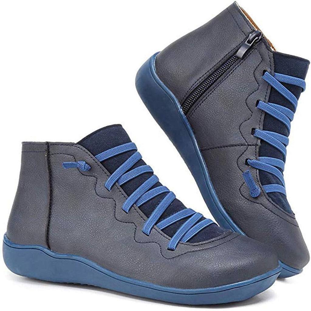 Women's blue lace ankle boots – side view