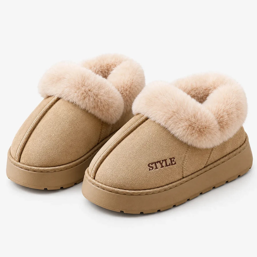 Women's Fluffy Cuff Platform Slipper Boots for Cosy Days
