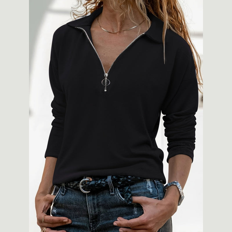 Women's half-zip pullover in black