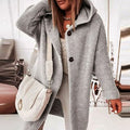 Women's hooded chunky knit cardigan in grey