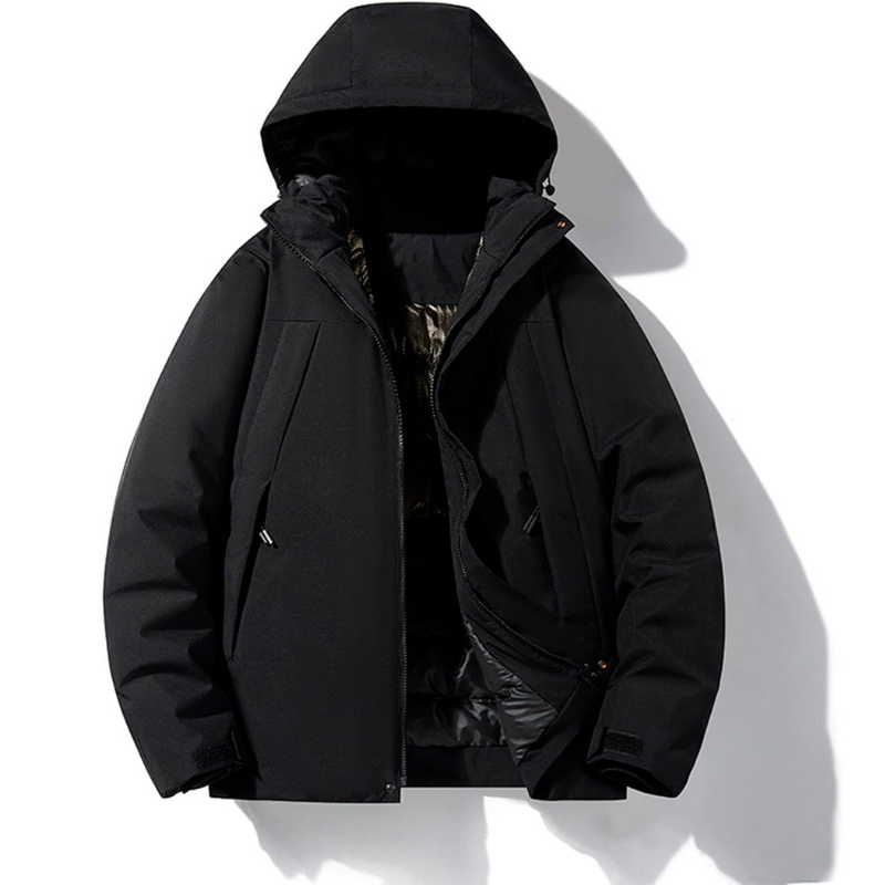 Women's Hooded Padded Ski Jacket with Zip Pockets for Winter