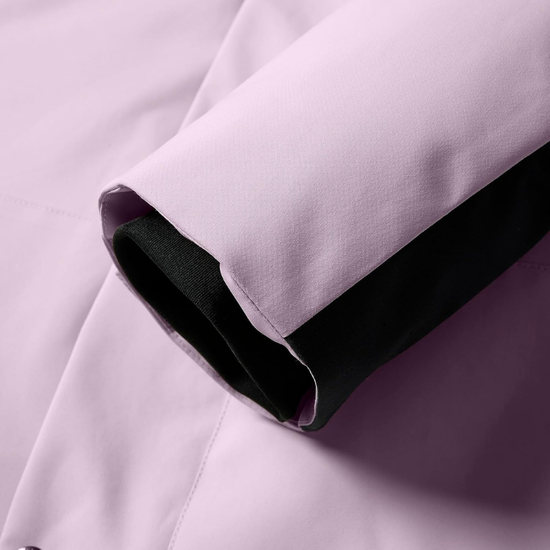 Close-up of the cuff on the purple ski jacket