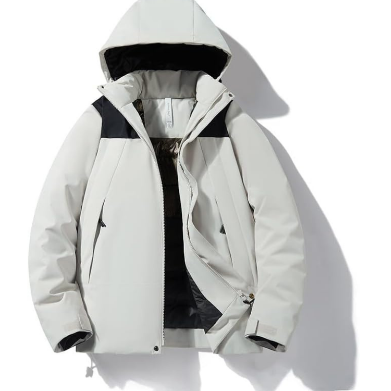 Women's hooded padded ski jacket in white