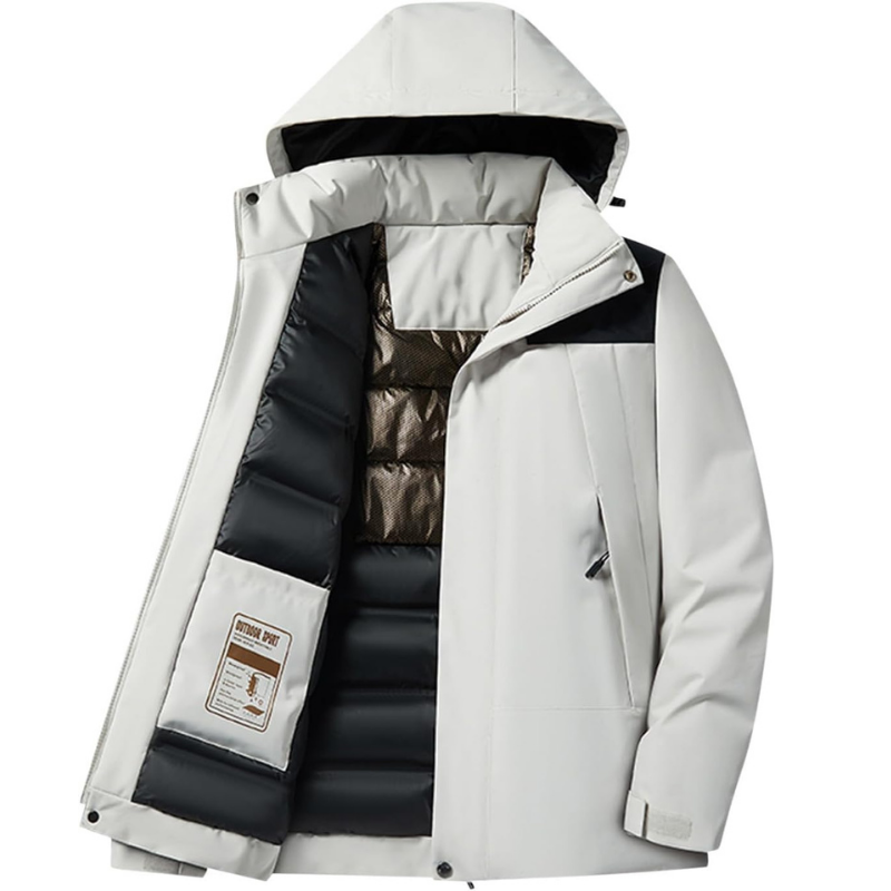 Women's white padded ski jacket – open front