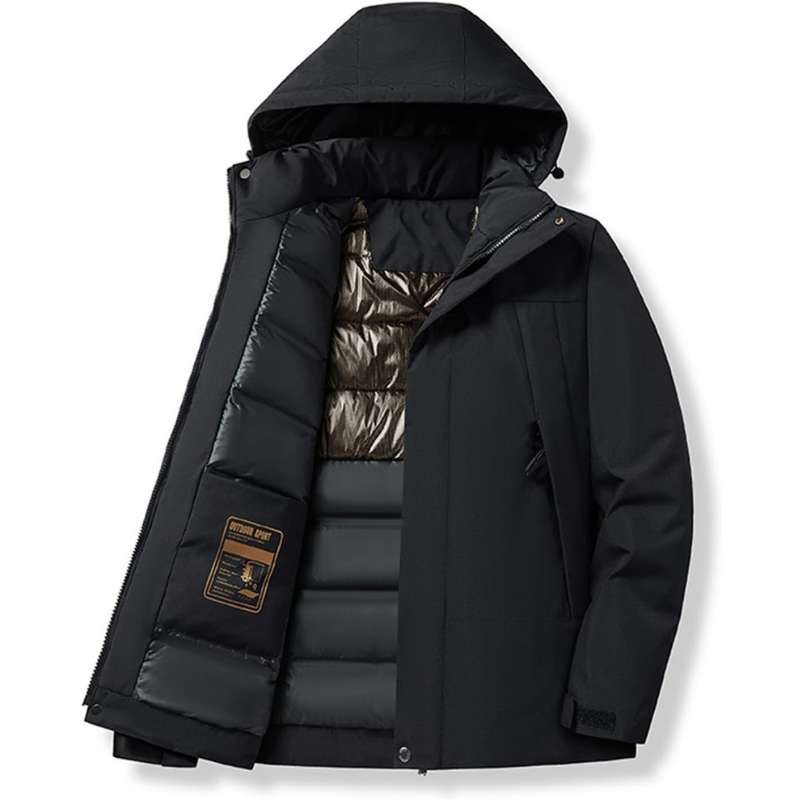 Women's black padded ski jacket – open front