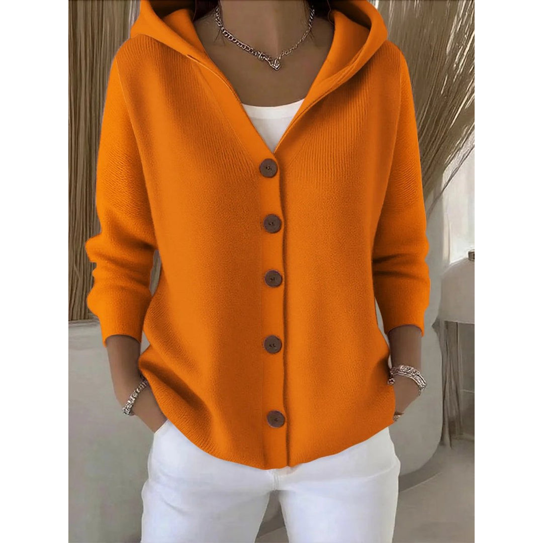 Women's orange hooded knit cardigan