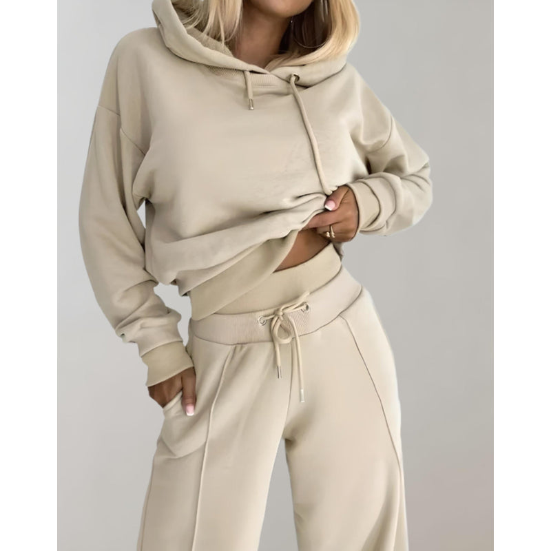 Women's hoodie and jogger set in beige