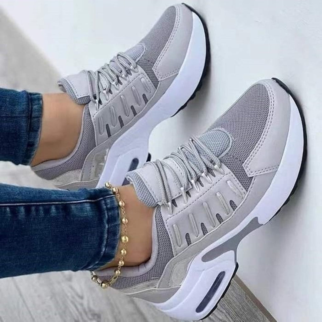 Women's grey lace-up sneakers – side view