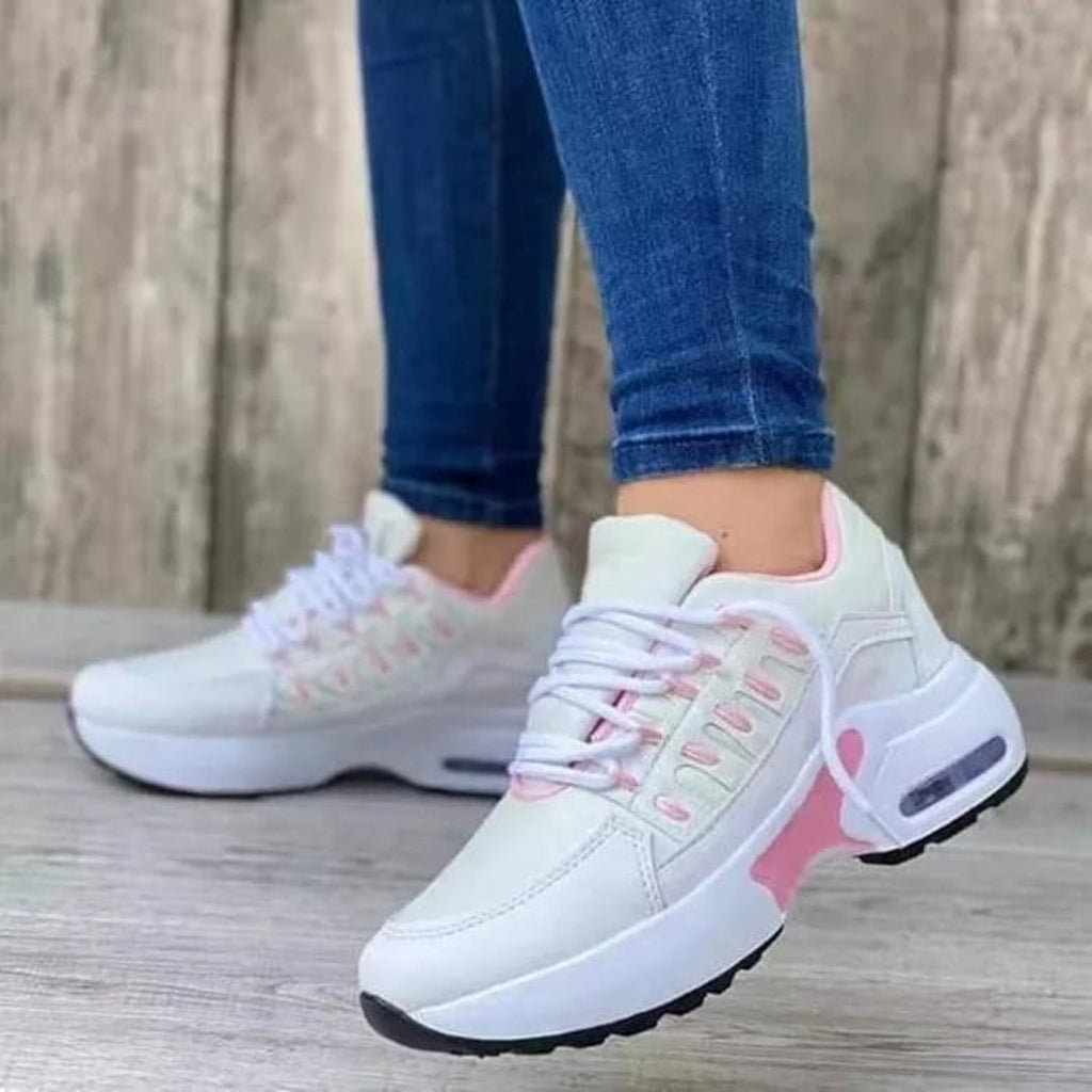 Women's white and pink chunky sneakers