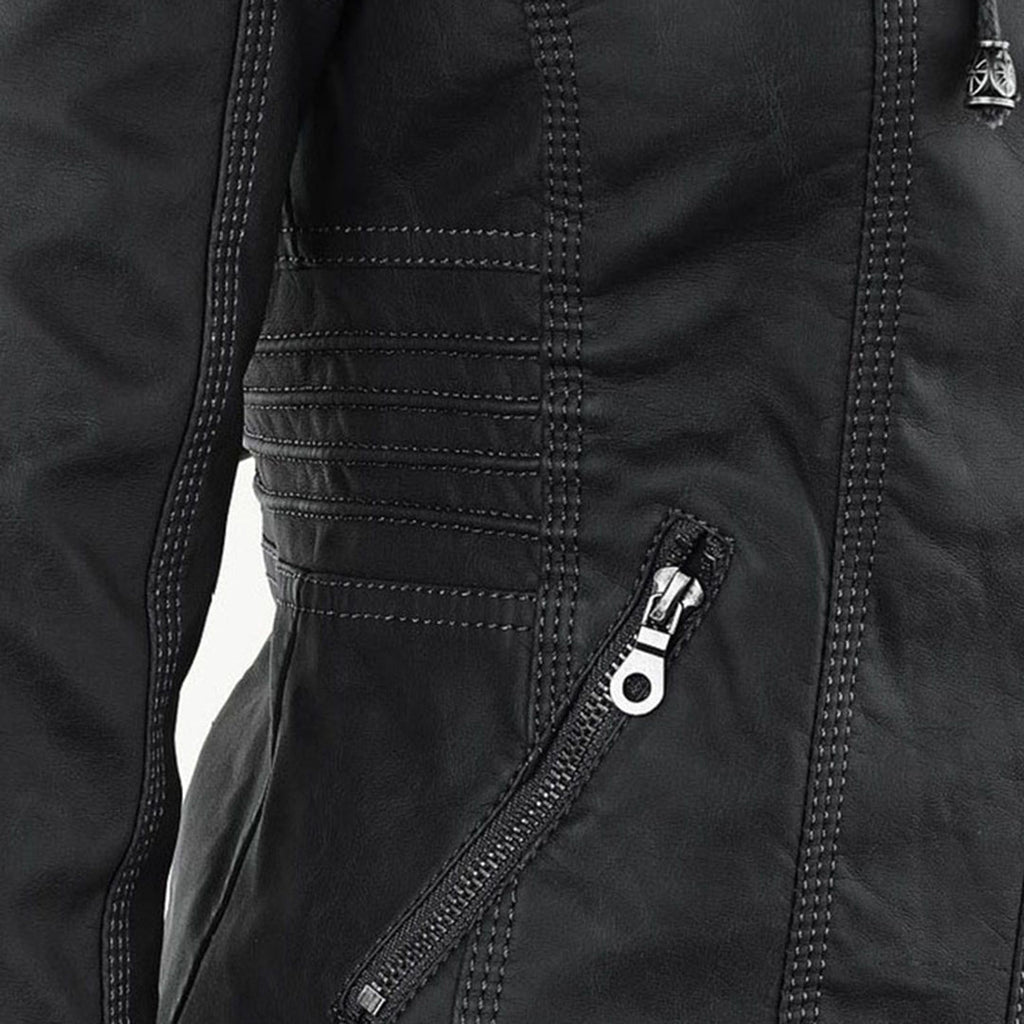 Close-up of the black jacket zip pocket