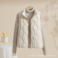 Women's lightweight quilted vest with stand collar in cream