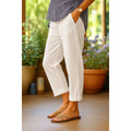 Women's lightweight straight leg trousers in cream