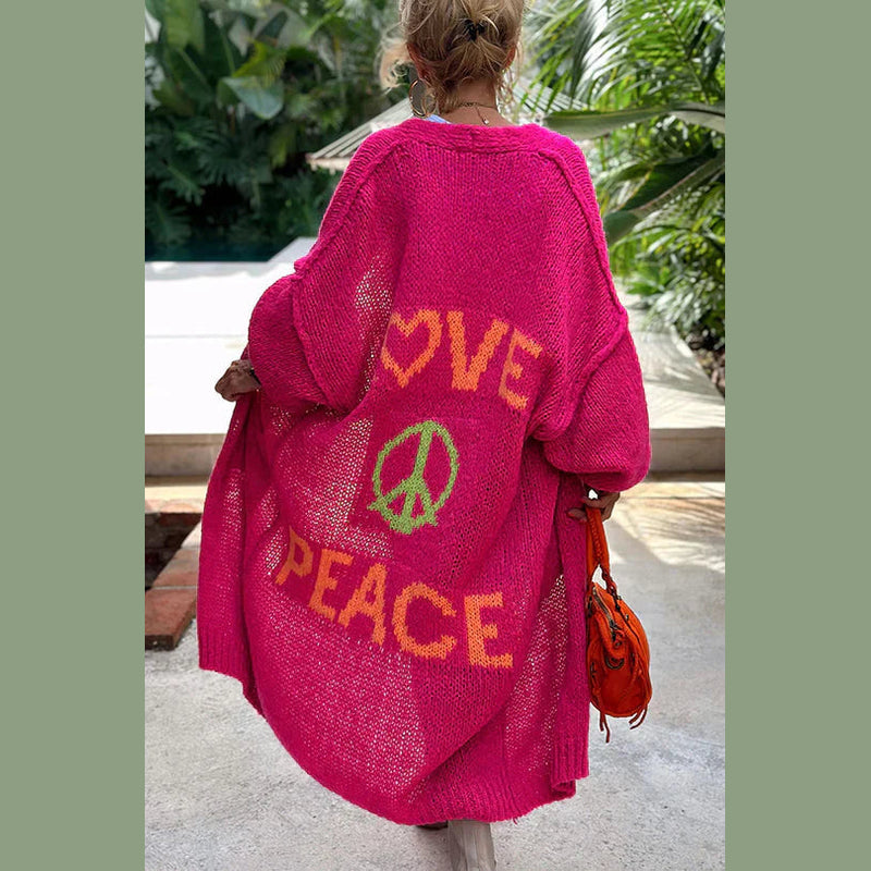 Women's long oversized cardigan in pink