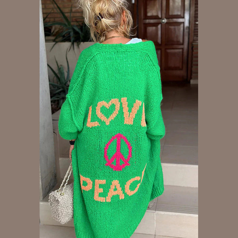Women's long oversized cardigan in green