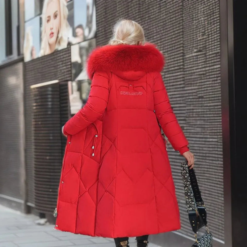 Women's long quilted puffer coat with high collar – view 4