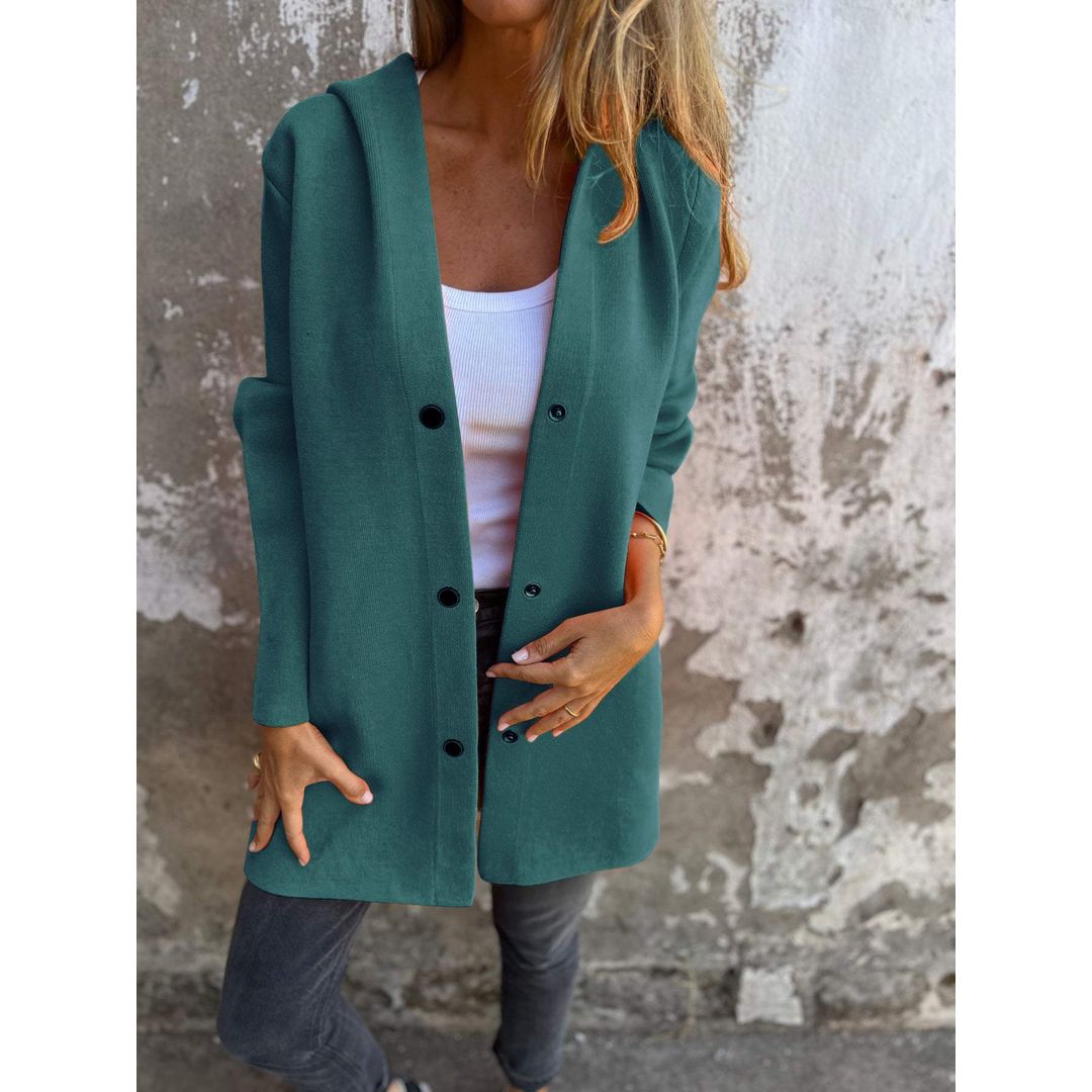 Women's Longline Hooded Cardigan with Pockets in green