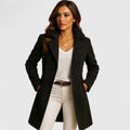 Women's black longline lapel coat