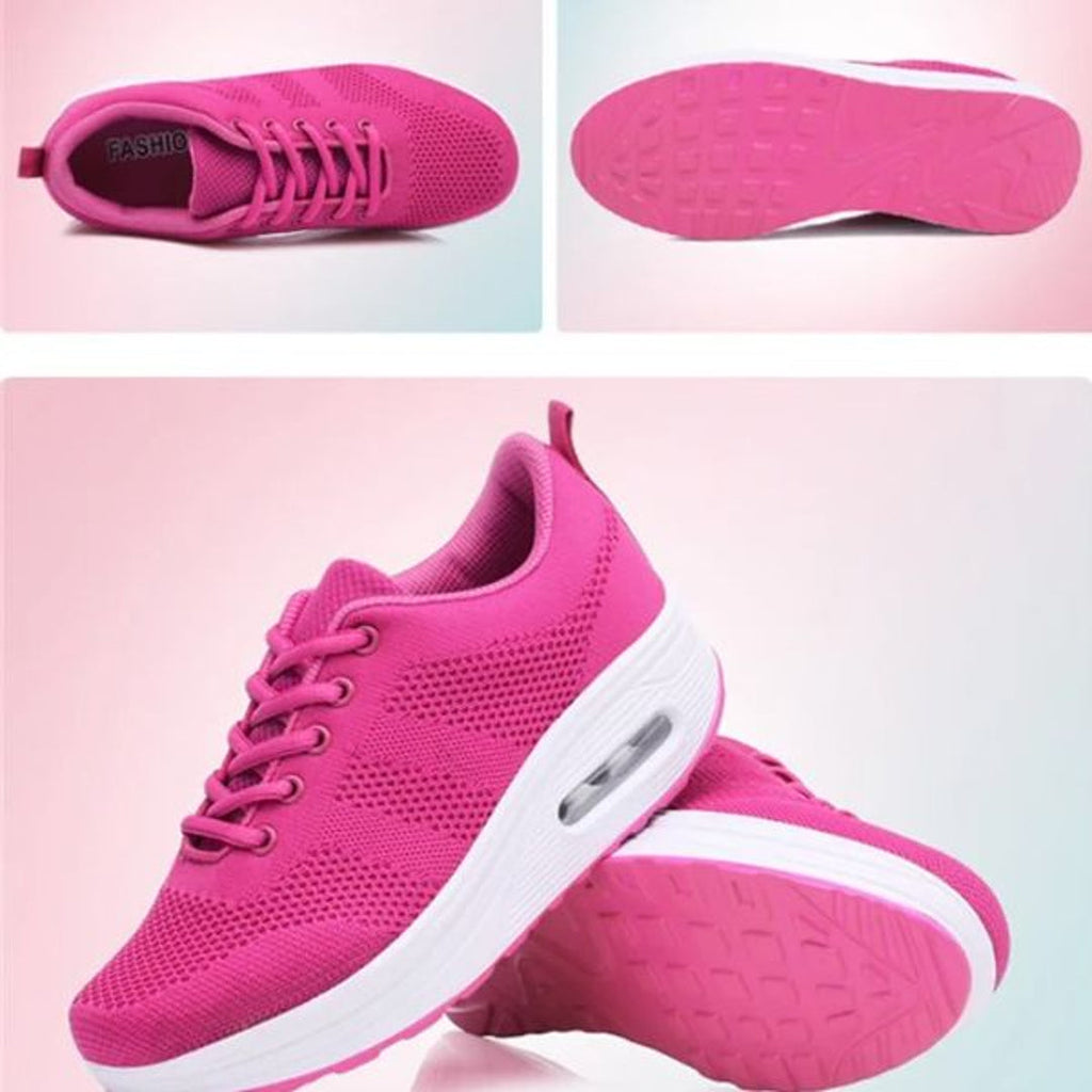Fuchsia pink mesh sneakers – top and side view