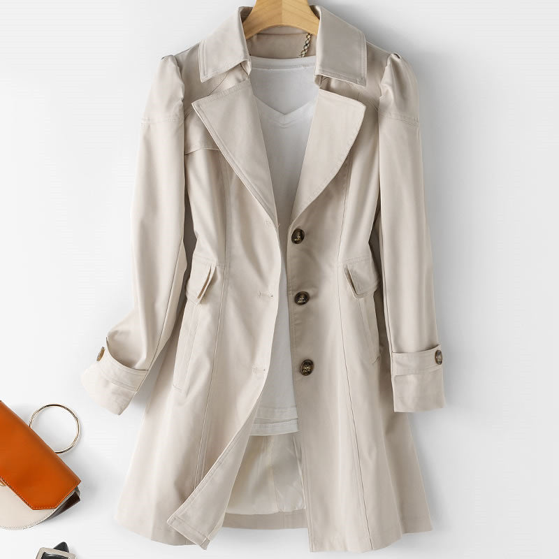 Women's mid-length trench coat in white