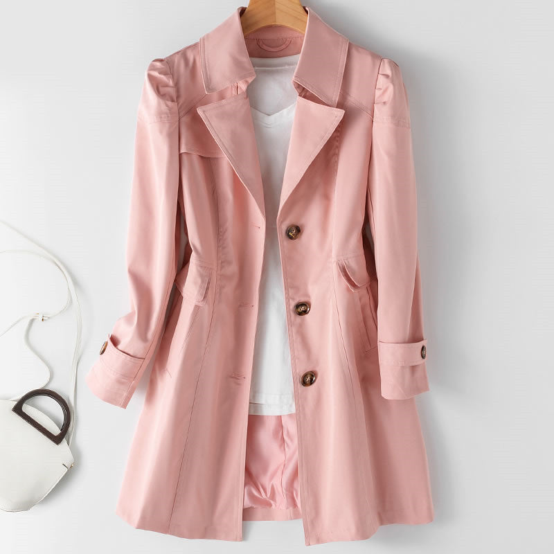 Women's mid-length trench coat in pink