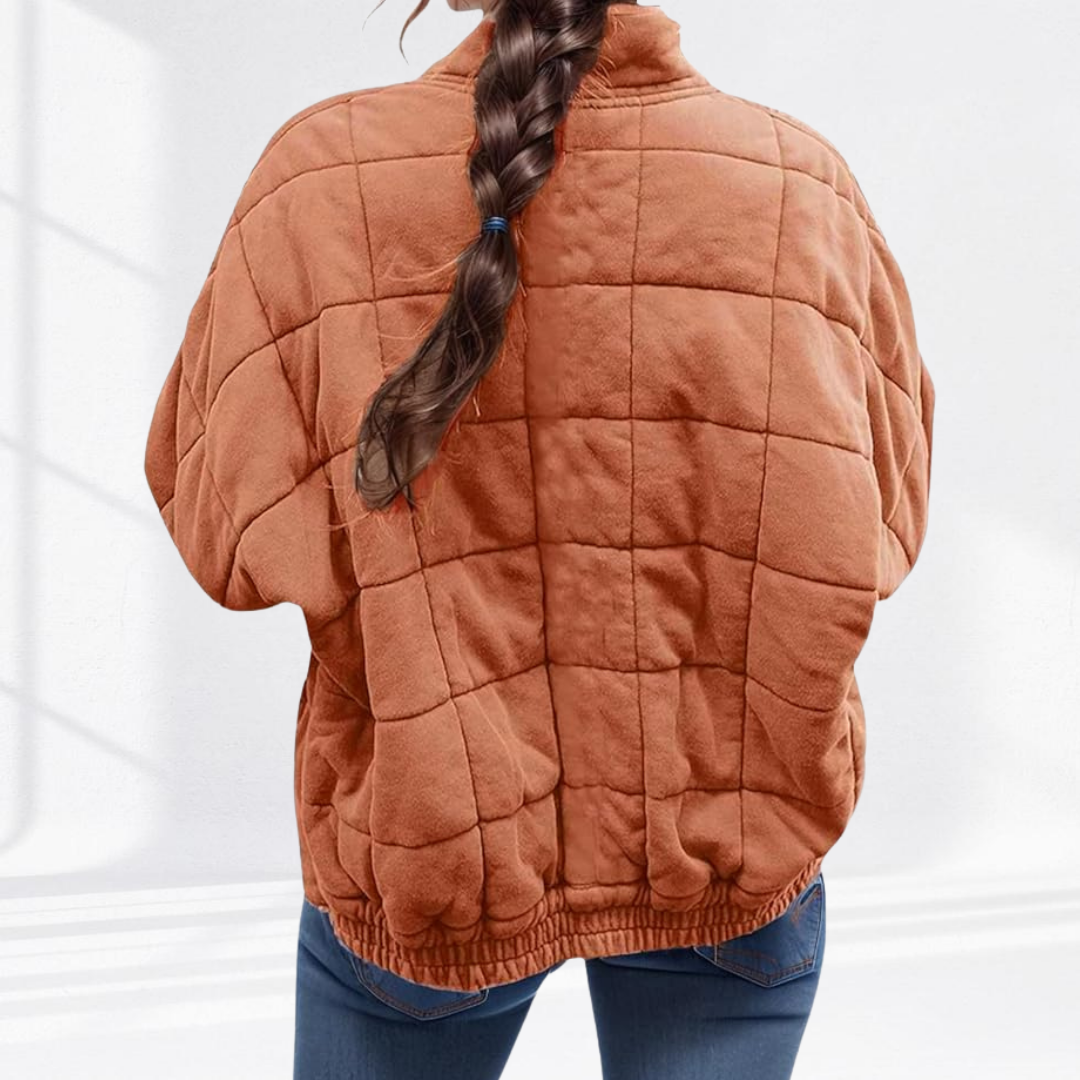 Women's peach quilted jacket – back view