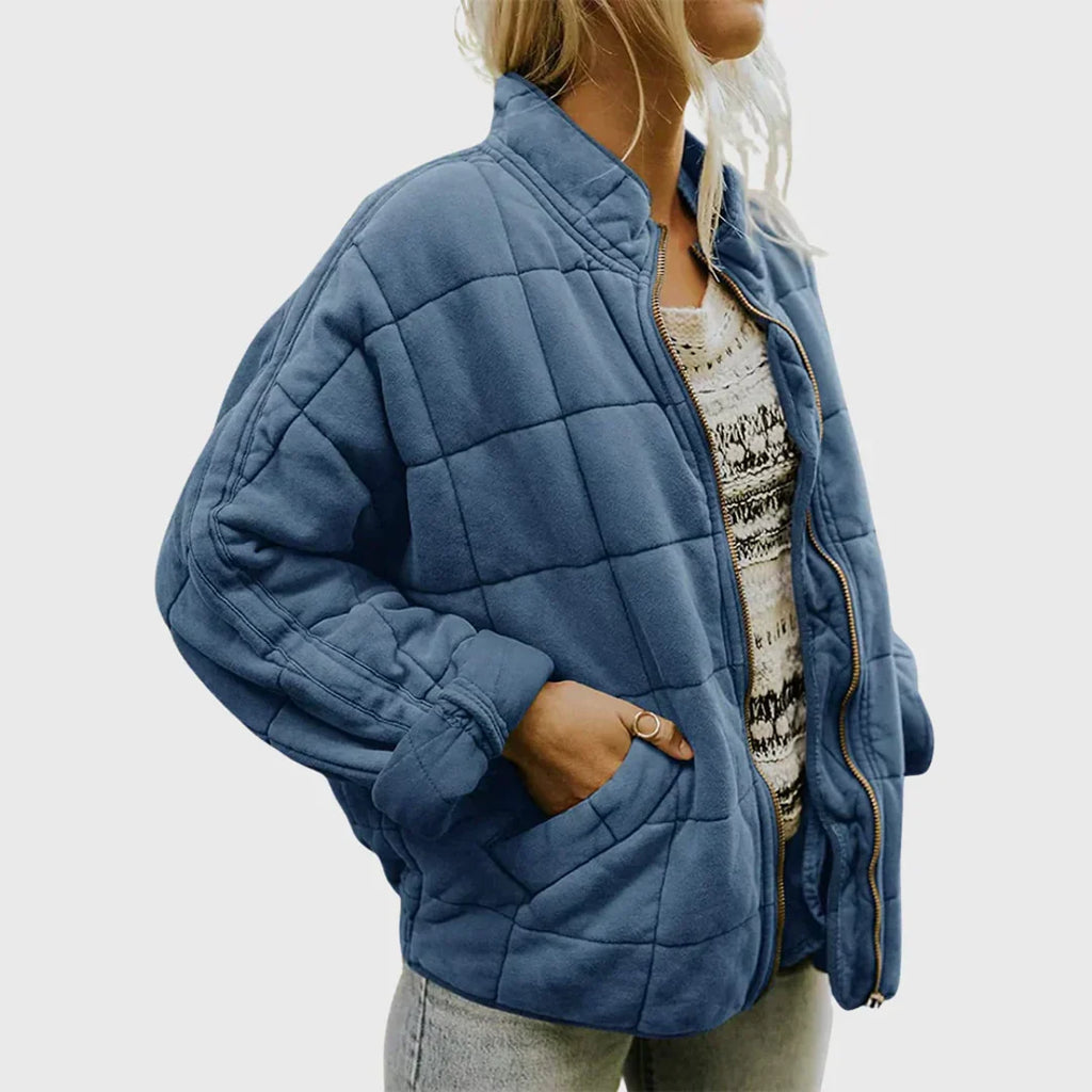 Women's blue oversized quilted jacket