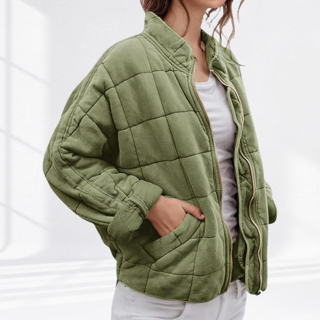 Women's sage green oversized quilted jacket