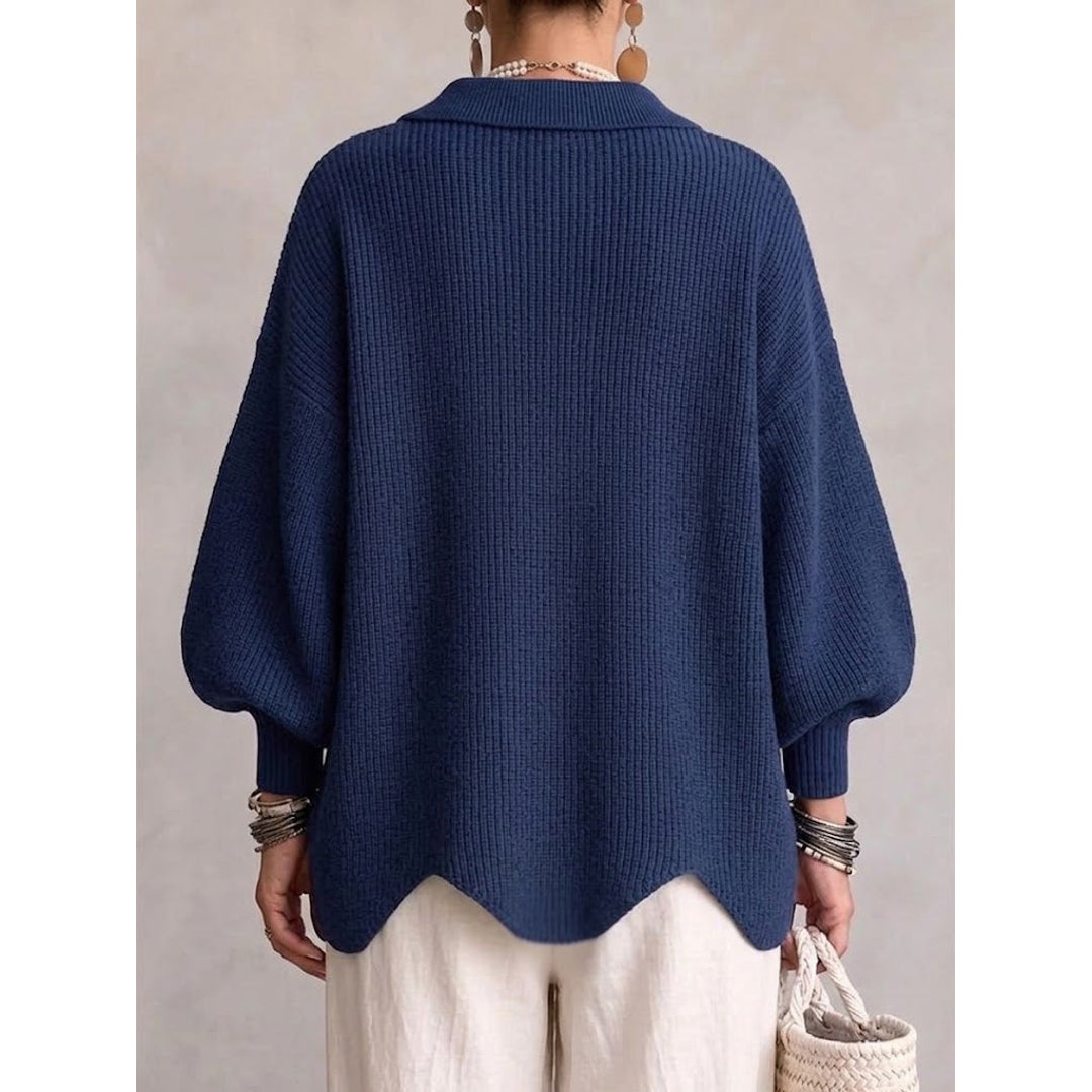 Women's navy cardigan – back view
