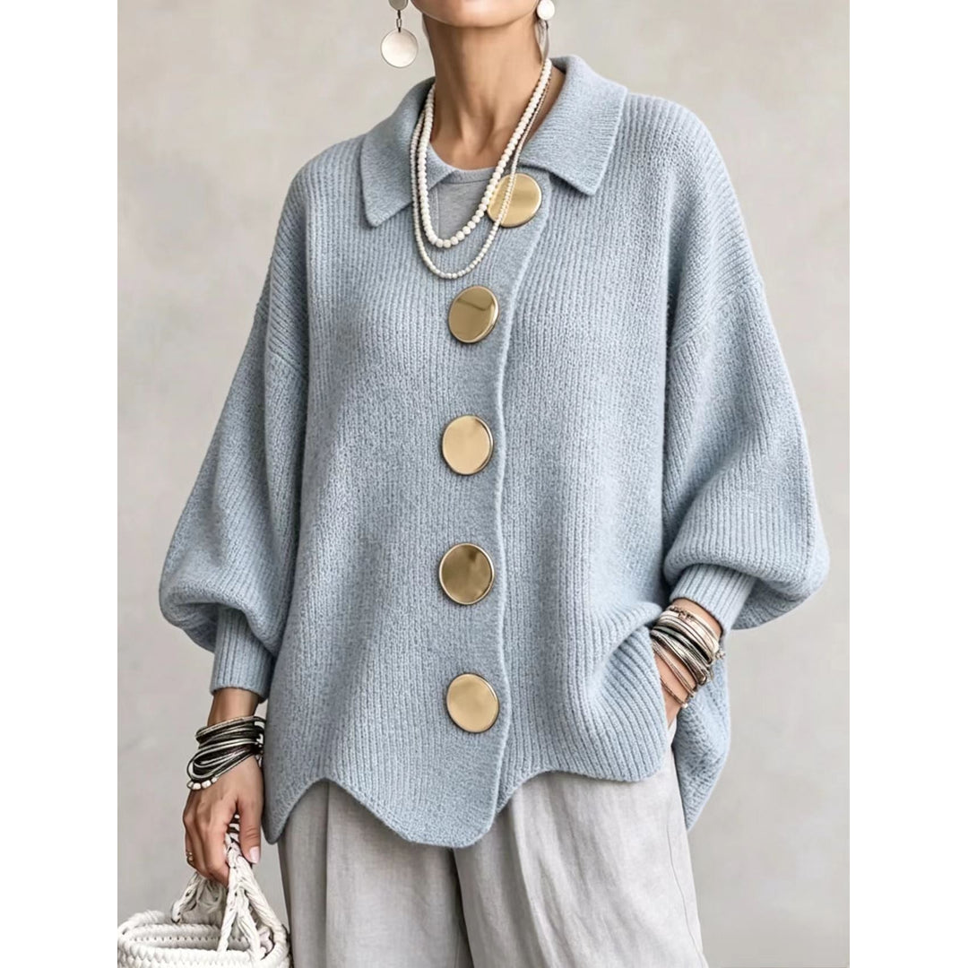 Women's sky blue cardigan with balloon sleeves