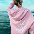 Women's oversized hoodie with back slogan print in light pink