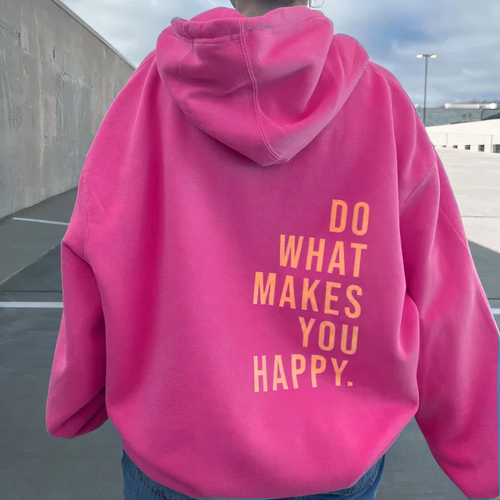 Women's oversized hoodie with back slogan print in hot pink