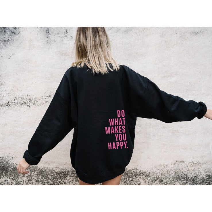 Women's oversized hoodie with back slogan print in black