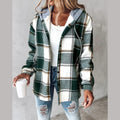 Women's plaid hooded jacket in green