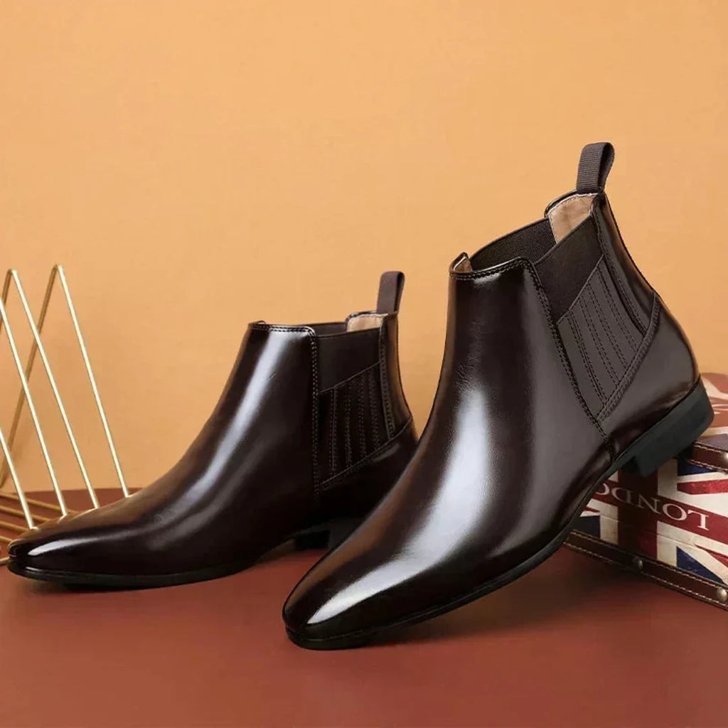 Women's dark brown Chelsea ankle boots – front view