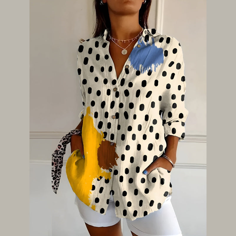 Women's printed shirt blouse in polka dot