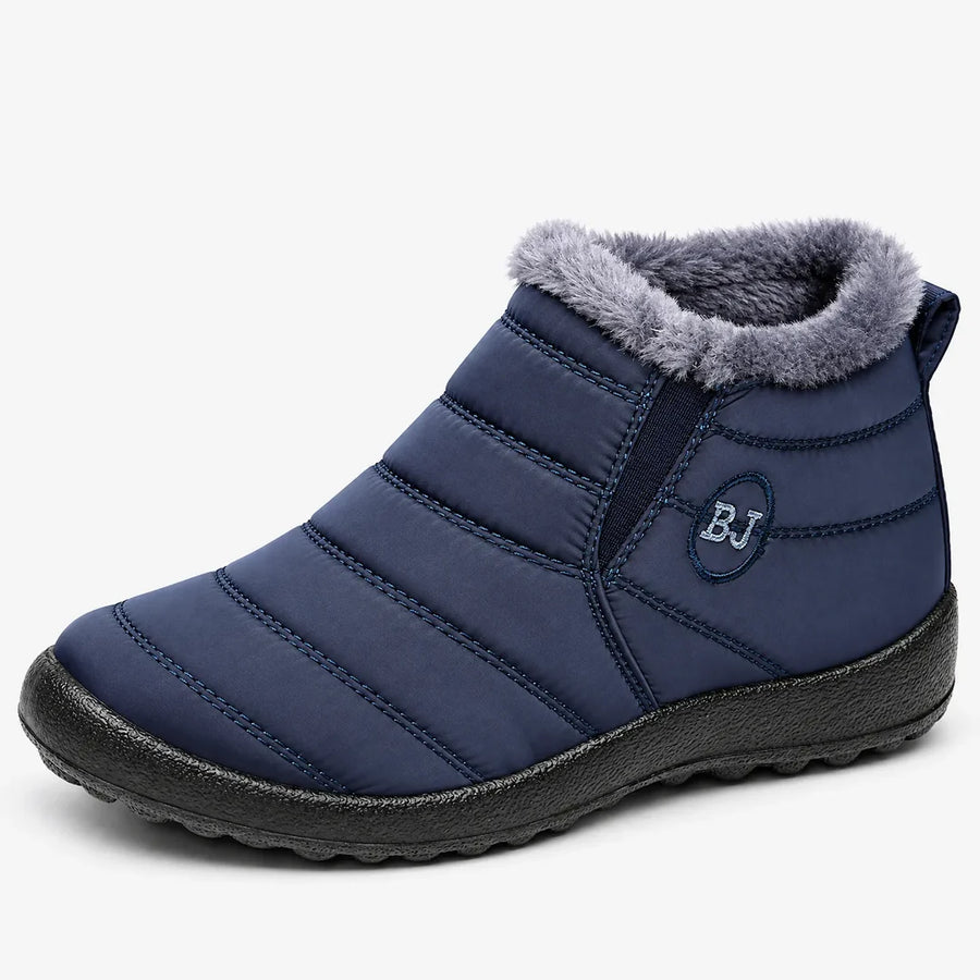 Women's Quilted Ankle Boots with Fleece-Look Collar and Pull Tab for Cold Days