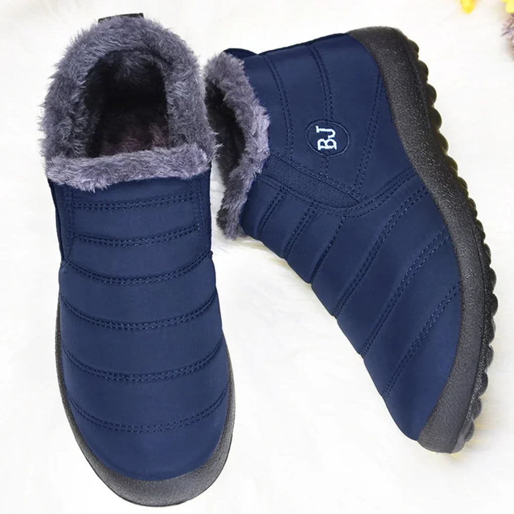 Pair of women's navy quilted ankle boots