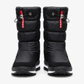 Women's black quilted mid-calf snow boots