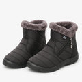 Pair of women's black quilted winter ankle boots