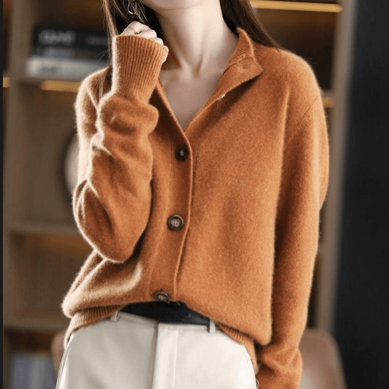 Women's relaxed knit cardigan in orange