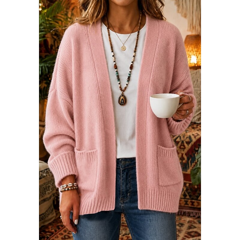 Women's Relaxed Open-Front Cardigan with Pockets for Cosy Days