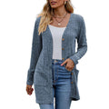 Women's ribbed open-front cardigan in blue