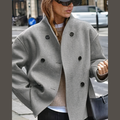 Women's short double-breasted coat in grey
