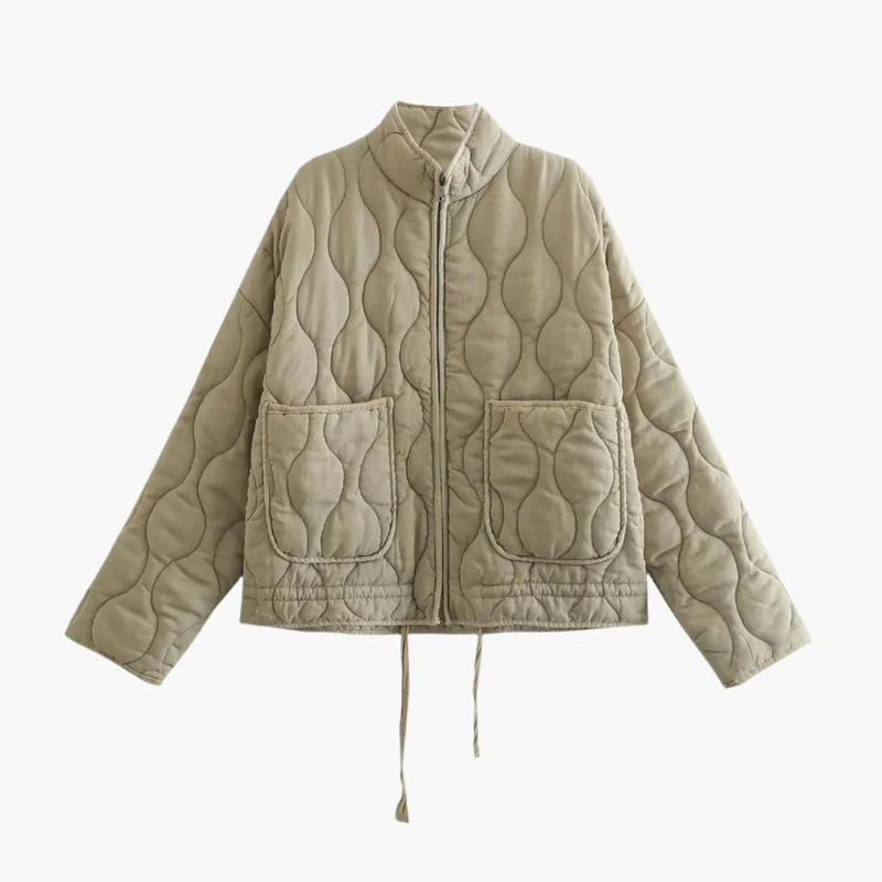 Women's short quilted jacket in beige