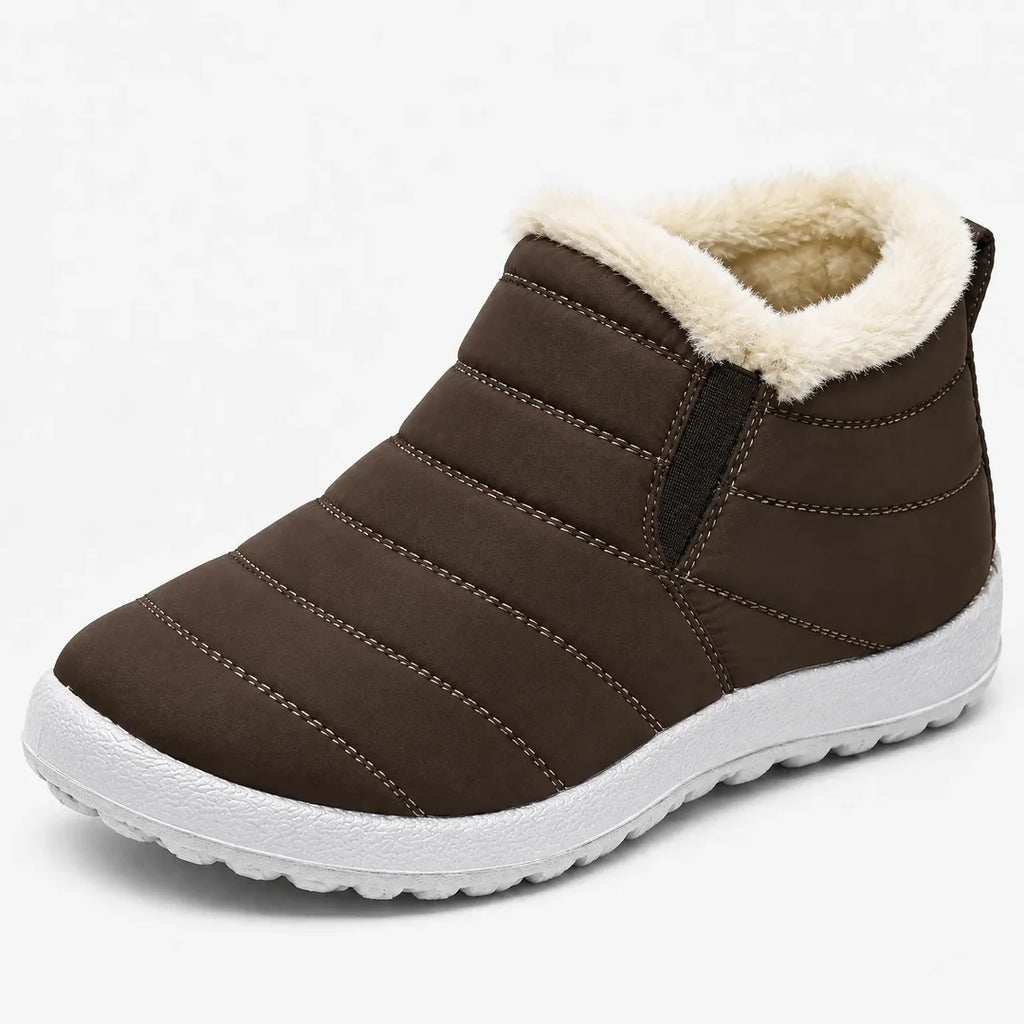 Women's olive slip-on quilted ankle boot