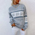 Women's grey knit sweater with snowflake band