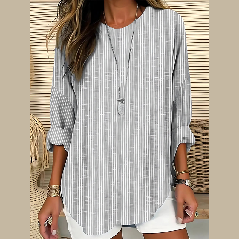 Women's striped relaxed blouse in grey