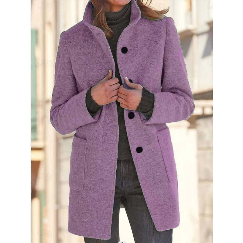 Women's tailored stand-collar coat in light purple