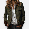Army green utility jacket with flap pockets – front view