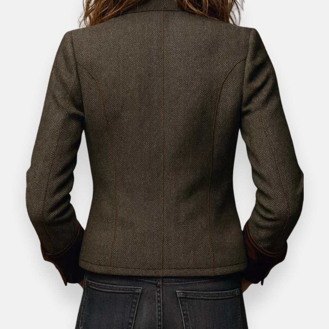 Army green tailored jacket – back view